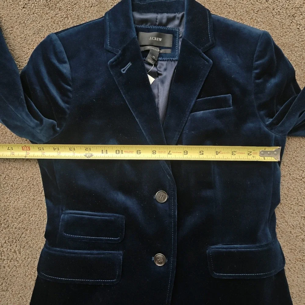 J.Crew Schoolboy Blazer Navy Blue Velvet Petite 0P NWT 05477 Tailored Jacket
